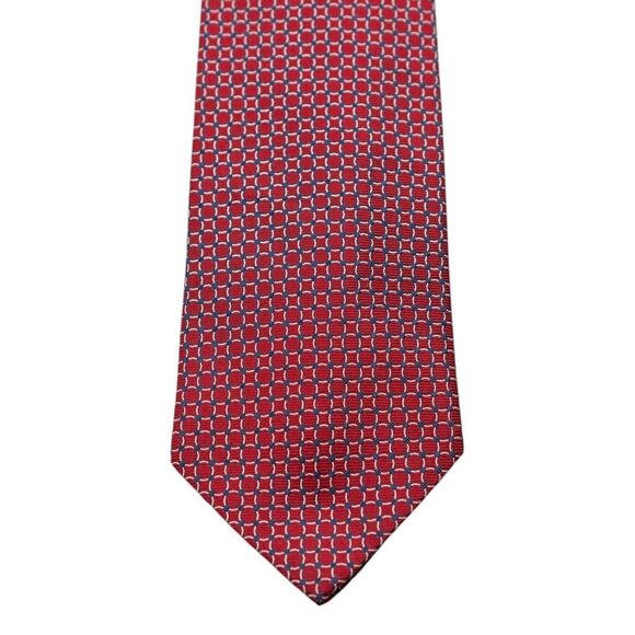 Brooks Brothers Tie 100% Silk Red Blue Geometric Vintage Designer Mens Necktie - Picture 5 of 5